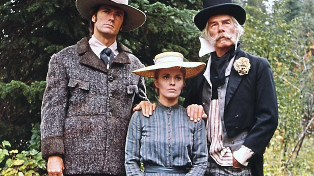 Clint Eastwood, Jean Seberg, and Lee Marvin in Paint Your Wagon, 1969.